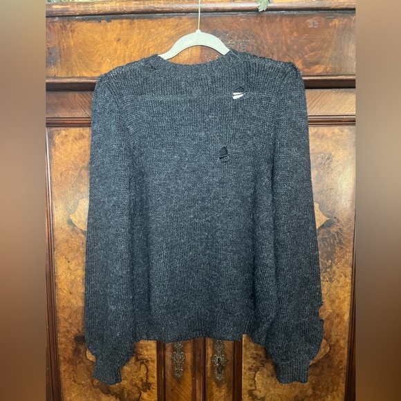 EUC Wildfox- Distressed Caffeine Machine Sweater in Dark Grey. Size S - Picture 3 of 7